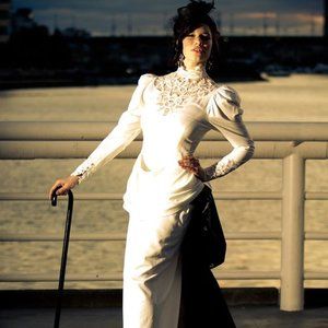 Steampunk White Cotton and Battenburg Lace